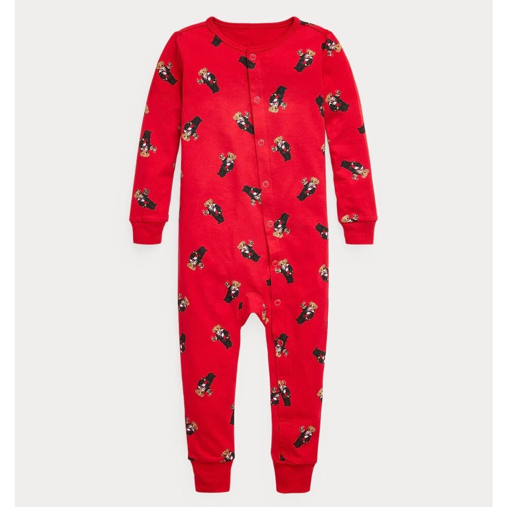 Polo Ralph Lauren Baby Polo Bear Stretch Jersey Pajamas One Piece Size 18-24M